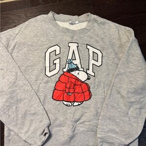 GAP Gray Sweater with Red and Blue Snoopy Design